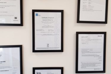 A few accreditations on our wall